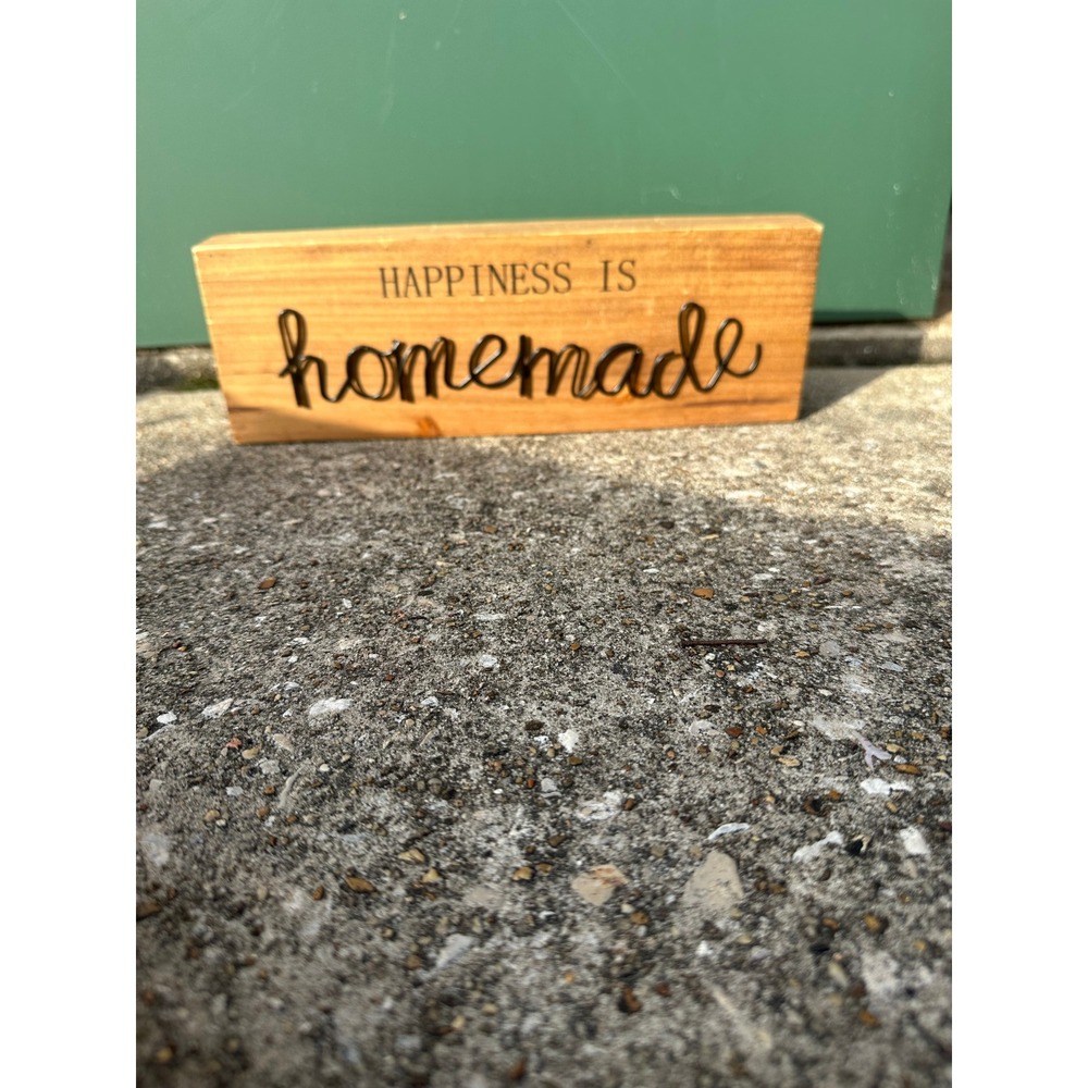 Happiness Is Homemade Wood Block Sign Rustic Farmhouse Decor